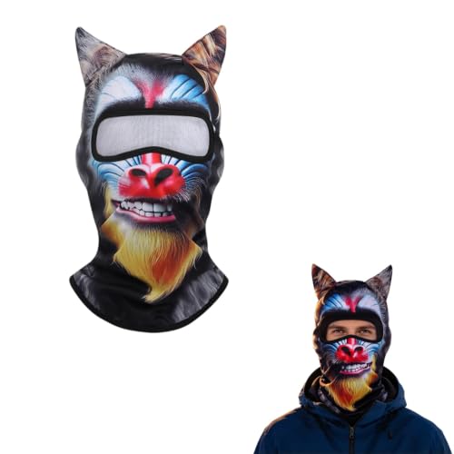Animal Ski Mask Old Man Funny 3D Realistic Face Print Winter Face Mask - image 3