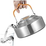 Jorzer Camping Kettle Outdoor Camping Tea Kettle Lightweight Camping Teapot Stainless Steel Coffee Pot for Camping Supply 1L Sport Outdoor.
