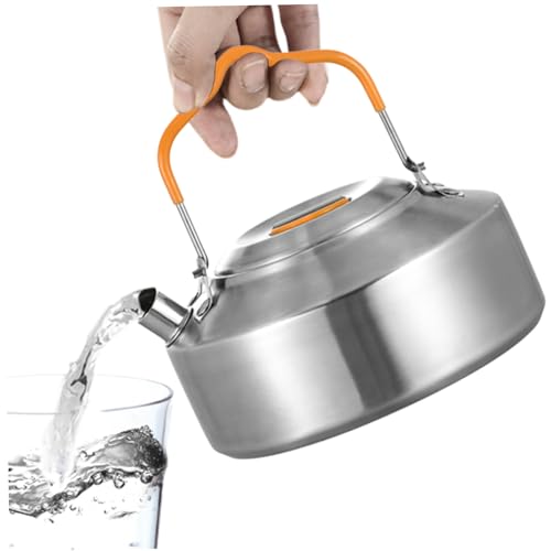 Jorzer Camping Kettle Outdoor Camping Tea Kettle Lightweight Camping Teapot Stainless Steel Coffee Pot for Camping Supply 1L Sport Outdoor.