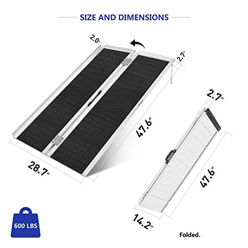 ORFORD Non Skid Wheelchair Ramp 4FT, Utility Mobility Access Threshold Ramp for Home Steps Stairs Doorways Scooter - Thumbnail 7