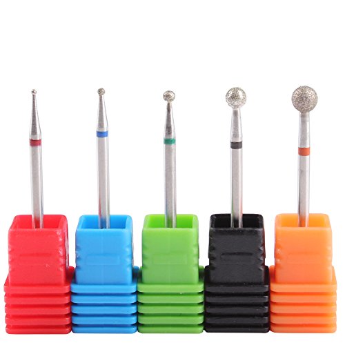 MZCMSL 5PCS Nail Drill Bits Ball Head 3/32" Diamond Cuticle Bit For Electric