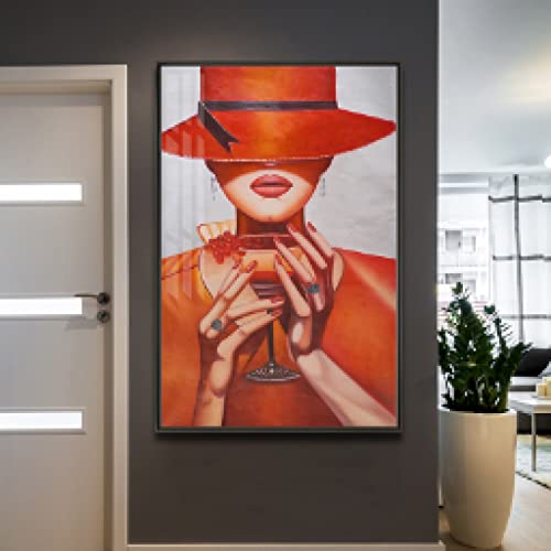 Cuadro de lienzo de mujer con labios rojos de 50x70cm para decoracion de salon 3