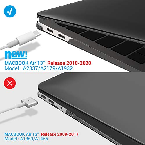 IBENZER New 2021 MacBook Air 13 inch Case M1 A2337 A2179 A1932 Plastic Hard Shell Case with Keyboard Cover for Apple Mac Air 13 Retina Display with Touch ID (2018-2021), Crystal Black, MMA-T13CYBK+1