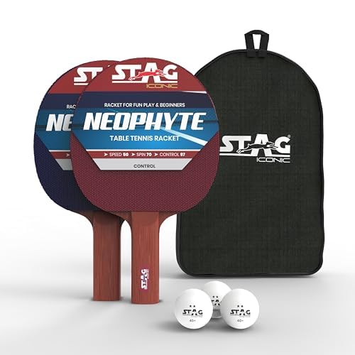 Stag Iconic Neophyte Beginner Series Table Tennis (T.T) PlaySet| Discover Ping Pong Game with Vibrant, Playful Color Rackets Game Set with TT Balls| Perfect for New Players & Recreational (B0D9JMK213) Amazon Price History, Amazon Price Tracker