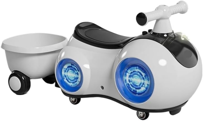 Toy Cars Wiggle Car for Boys and Girls Ride On Push Cars with Small Trailer Light Music Anti-Rollover(Blue)