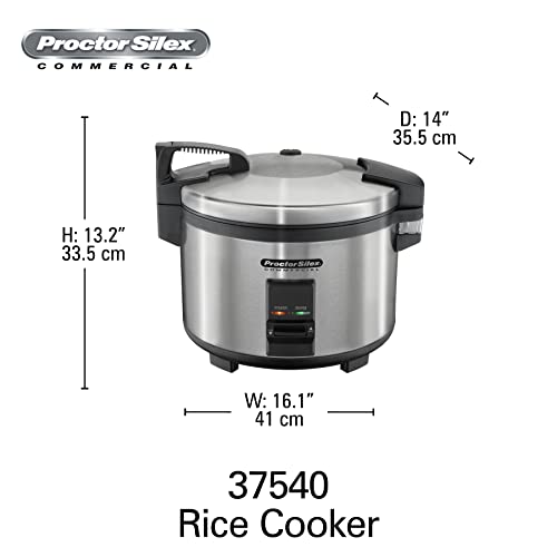 Proctor Silex Commercial 37540 Rice Cooker/Warmer, 40 Cups Cooked Rice, Non-Stick Pot, Hinged Lid, Stainless Steel Housing #TOP5