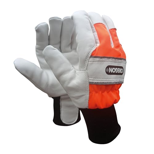 OREGON Kälteschutzhandschuhe, isolierte Arbeitshandschuhe aus Leder, für Forst, Garten und Outdoorarbeiten, mit Knöchelschutz, verstärkter Pulszone und reflektierenden Elementen, Medium