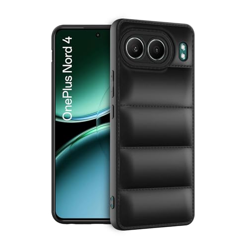 Image of Amazon Brand - Solimo Rubber Puffer Case Camera Protection Soft Back Cover for OnePlus Nord 4 - Black