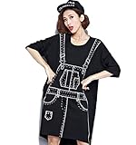 Xiami Leyuan @ Women Girl's Casual Korean Loose Skirt Cross Strap Slip One-Piece Blouses (M&L one...