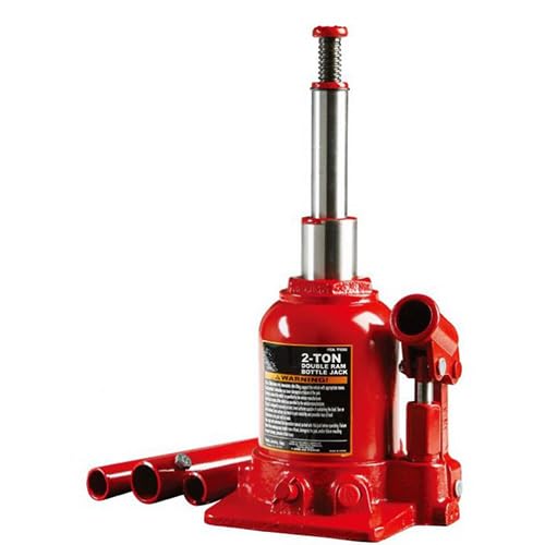 TF0202 2 Ton Dual Branch Hydraulic Jack (150-370mm) Low Profile for Car Repair and Home Elevator Low Profile Red