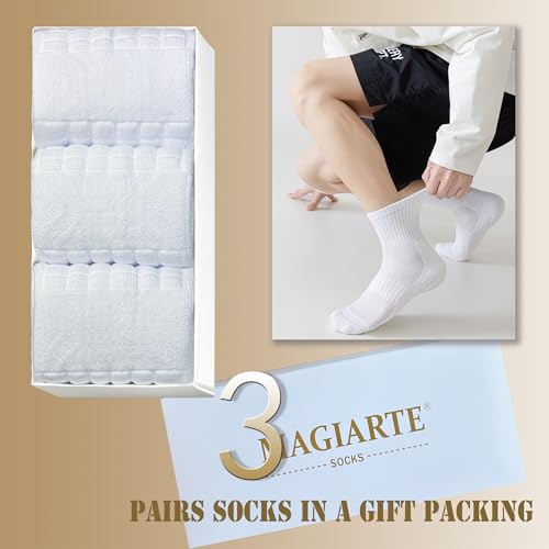 MAGIARTE Unisex Athletic Thick Cushioned Mini Crew Cotton Socks Running Hiking Multi Sports Socks for Men & Women 3/5 Pack3