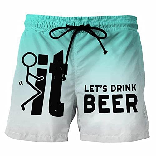 Wytong Men's Summer Beach Shorts Board Swim Trunks With Pockets Sports Shorts Drawstring Hawaiian Swimwear Shorts(Green,Medium) #TOP2