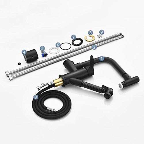 Grifo de cocina contra salpicaduras con cabezal orientable para fregaderos profundos 5