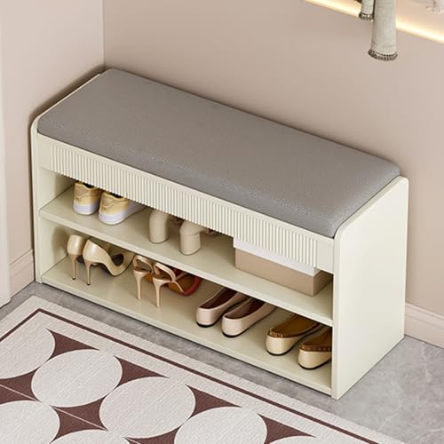 Meuble à chaussures moderne et banc de rangement pour un salon chaleureux