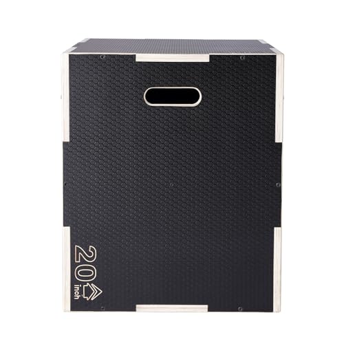 VEVOR 3-in-1-Plyometrische Sprungbox 30/24/20-Zoll-Plyobox, Sprungkasten Sprungkiste 204 kg Tragfähigkeit, Fitnessübungs-Step-Up-Box für Heimtraining, Sprungkrafttraining Schwarz Einstellbare Höhe