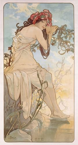 Lienzo de Alphonse Mucha nel Quartiere Latino cuadro clásico decorativo para salón 60x90cm
