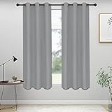 ISSUNTEX Blackout Curtains for Bedroom, Thermal Insulated Window Curtains for Living Room, Noise Reduction and Sun Light Blocking Grommet Curtain Panels, Set of 2, 42 x 63 inch, Light Gray