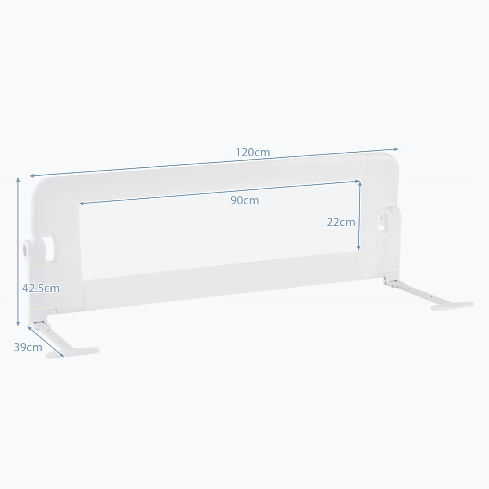 LIFEZEAL Sponda Letto Pieghevole, Sponda Letto di Sicurezza per Bambini in Tessuto Oxford e PP, Sponda Letto per Bambini 120x42,5 CM, Protezione Anticaduta (Bianco)