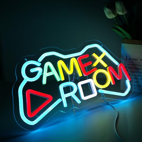 Image of ENUOLI Game Room Neon Sign for Wall LED Lights for Bedroom Dimmable Gaming Neon LED Sign Colorful Game Neon Sign for Wall Decor Kids Teens Boys Room