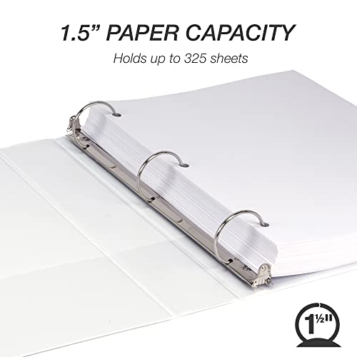 Samsill Economy 1.5 Inch 3 Ring Binder, Made In The Usa, Round Ring Binder, Customizable Clear View Cover, White, 12 Pack (Mp128557) #TOP2