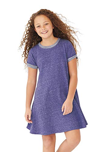 LAT Youth Girls' Harborside Mélange French Terry Twirl Dress, Caribbean Melange, Small3