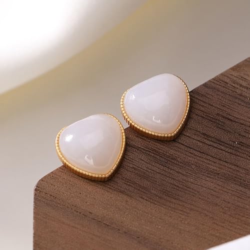 Boucles d'oreilles cœur de Jade Blanc et Argent S925 douceur de vivre - 4