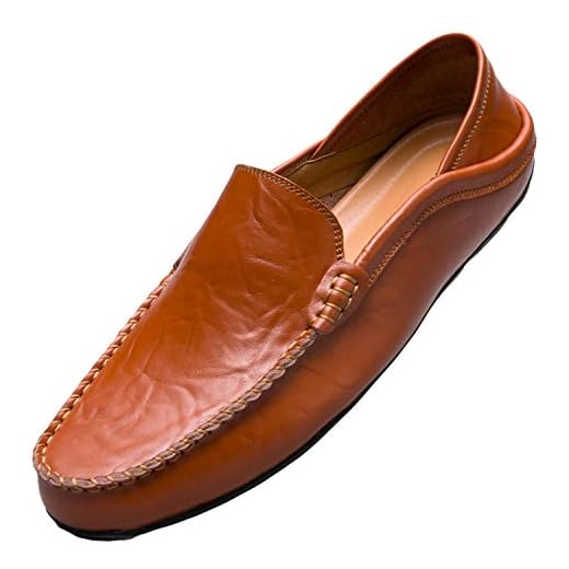 Unitysow Mocassins Homme Cuir Slip on Penny Loafers LéGèRes Confort Chaussures de Conduite Plat Chaussures de Décontractées,Marron,EU 42