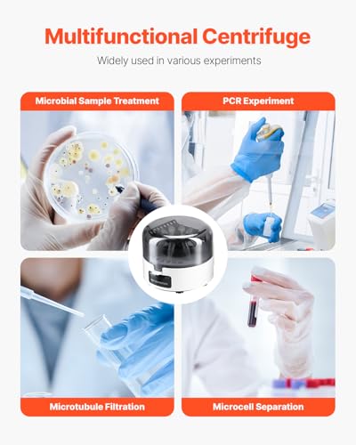 VEVOR Mini Centrifuge Machine, 3013xg RCF Electric Laboratory Centrifuge Machine with 2-in-1 Rotor for 0.2/1.5/2ml Tube Capacity, Fixed Speed 7000r/min, Low Noise, Widely Used in Various Experiments - Thumbnail 6