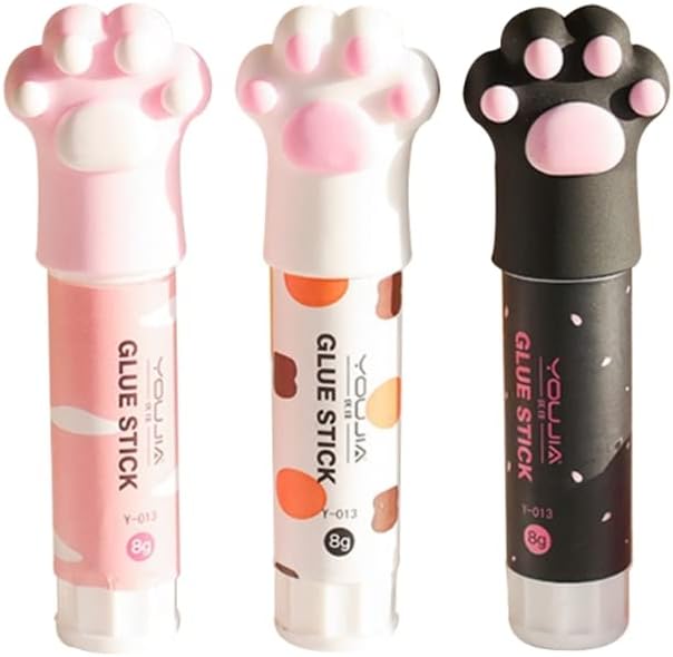 - 1 Pcs Cat Claw Cute Glue Stick, Random Cute Cat Claw Quick Stick Solid Glue, Kawaii Stationery Binding Tool School Office Supplies One Piece Art Glues and Pastes (3Pcs-Random)