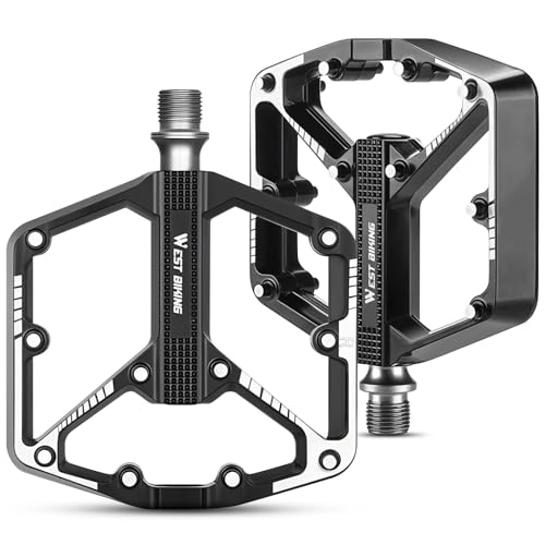 ZIMAOER Pedales de Bicicleta Anchos de Aluminio CNC – Pedales MTB con 3 Rodamientos Sellados, Eje CR Mo, 20 Pines Antideslizantes, Plataforma Grande, para MTB, BMX, E Bike