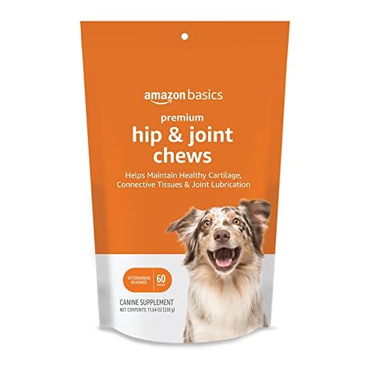 Amazon Basics Premium Dog Hip & Joint Supplement Chews with EPA and DHA, 60 Count (Previously Solimo)