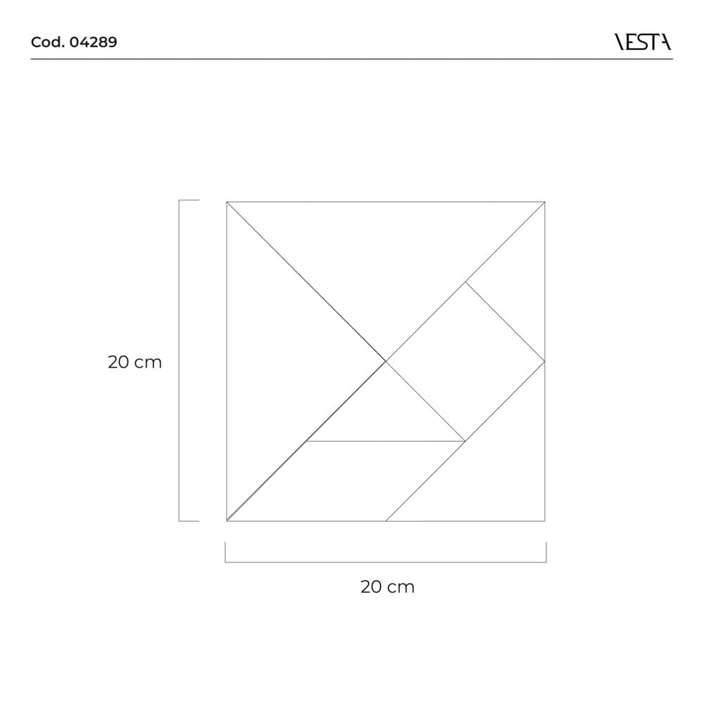 VESTA Gra planszowa Tangram - Kryształ akrylowy - 20 x 20 cm - 7 sztuk wielokolorowych - Pomysł na prezent - Wyprodukowano we Włoszech