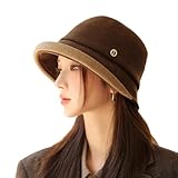 [ARSZHORSVS] バケットハット レディース 深め 秋冬 帽子 レディース ハット つば広 小颜効果 uvカット 防寒保温 柔らかく 軽量 おしゃれ 紫外線对策 (JP, 数字サイズ, 58.0 cm, ダークブラウン)