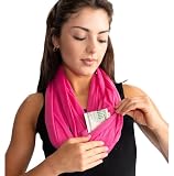 Clever Travel Companion Infinity Scarf with Zipper Pocket - Women's Fashion Scarves Travel Wrap for Fall Winter | Neck Scarfs 100% Pickpocket Proof Holiday Tour Travel Scarf (Pink)