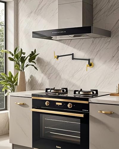 Grifo de cocina Fransiton negro y dorado de latón de alta gama 3