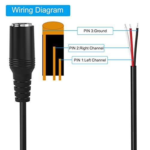Repuesto conector hembra Jack 3.5mm para cable de audio 1FT miniatura 2