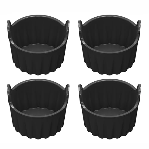 4 Pack Air Fryer Egg Poacher Cups – Premium Food Grade Ramekins for Air Fryer & Microwave, Durable Egg Poacher Moulds for Souffle, Muffins, Custard & Pudding Baking