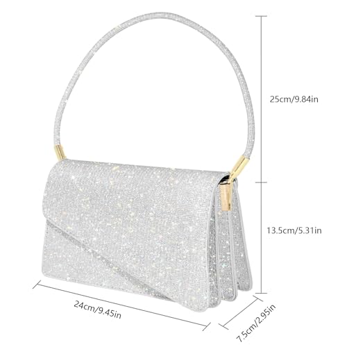 Image of Evening Bag Formal Clutch Purses for Women Lady Girl Glitter Handbags Asymmetrical Flap Shouder Bag for Wedding Party