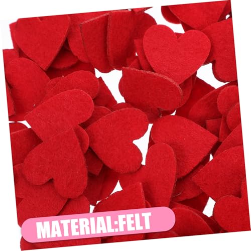 LOLIPPYY 200stücke Teiliges Rotes Filzherz Bastelset für Valentinstag Deko Herzform Filzstücke zum Aufkleben Cake Topper und Heimdekoration DIY Kreativprojekte