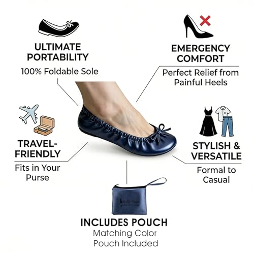 Image of Women's Foldable Ballet Flats - Portable Flat Shoes for Travel and Wedding that Fit in Your Purse