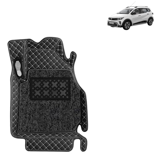 Image of KINGSWAY Accessories Premium 7D Car Floor Mats Only Compatible with Renault Triber Year 2025 Onwards All Model, Set of 4 Pcs, 100% Waterproof & Washable Luxury 7D Car Foot Mats, Classic Black