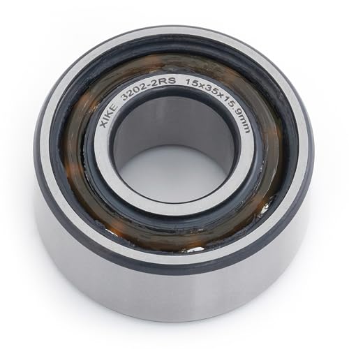 XiKe 2 Stück 3202-2RS/5202-2RS Abgedichtet Schrägkugellager 15x35x15.9mm Doppelreihe, Passend für DIY, CNC, Motor, Auto-Klimaanlage, Wasserpumpe usw.
