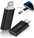 USB C Adapter, BabyElf Type C Female to Micro USB Male Convert Connector Support Charge & Data Sync Compatible with Galaxy S7/S7 Edge, Nexus 5/6 and Micro USB Devices (Pack of 2, Black)