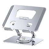 GR Deals Tablet Stand, 360 Rotating Portable Aluminum Adjustable Folding Tablet Stand Holder for I Pad, Tablet, Flexible Rotation Stand for Bad, Table, Office, Home Floor Stand. (Grey)