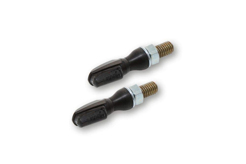 SHIN YO LED-Blinker Spark/Schwarz/getönt, elektrisches geprüftes Paar (bitte länderspezifische Rechtsvorschriften beachten) | Kunststoffgehäuse, getöntes Glas, oranges Licht, Kabellänge 365 mm; kompatibel mit Rollern, Mofas, Motorrädern, Mopeds, Quads
