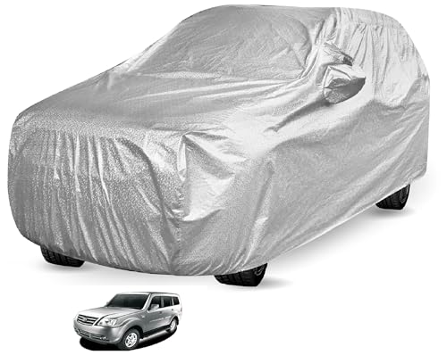 Image of Auto Hub Waterproof Car Cover Compatible with Tata Sumo Grand with Mirror Pocket, Soft Cotton Lining, Waterproof Sumo Grand Car Cover- Metallic Silver