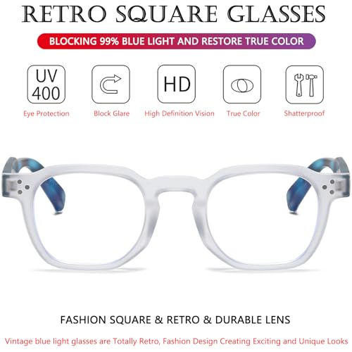 Image of AIEYEZO Retro Blue Light Glasses for Men Women Square Thick Framed Eyeglasses Trendy Vintage Computer Glasses