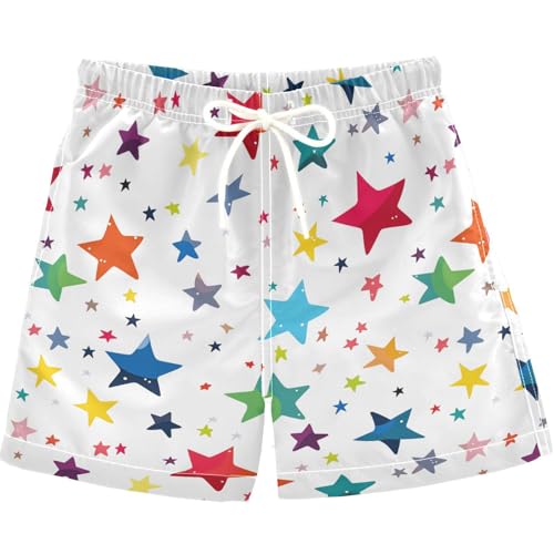 visesunny Summer Boy's Beach Shorts Simple Colorful Star Graphics Quick Dry Swim Trunks Baby Boy Bathing Suit