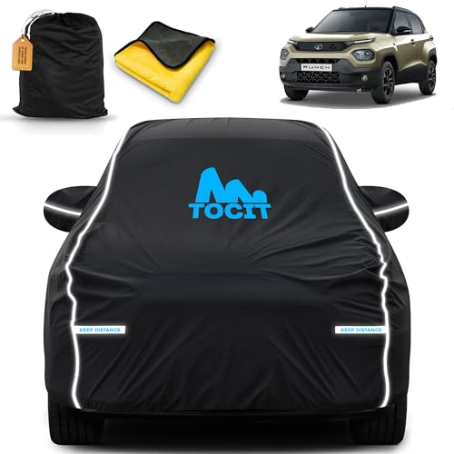 Image of Compatible OG Fitment Punch 2025 Waterproof Long Life Car Cover with Safety Glow Reflective Strap, Premium Velvet Velour Fabric, Soft & Stretchable, Washable, Tri-Stitch Custom Fit, Mirror Pocket