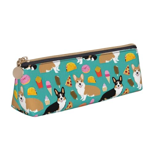 Simpatico Corgi Stampa Semplice Triangolare Penna Caso Sacchetto di Immagazzinaggio per Forniture per Ufficio Cosmetici One Size Art Deco bianco